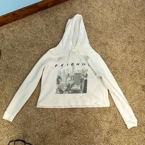 White cropped friends sweatshirt
